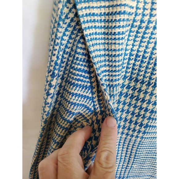 Vtg Ciaosport Ltd. Women’s Teal & Beige Houndstooth Blazer Silk and Cotton Sz 12 - Picture 6 of 12